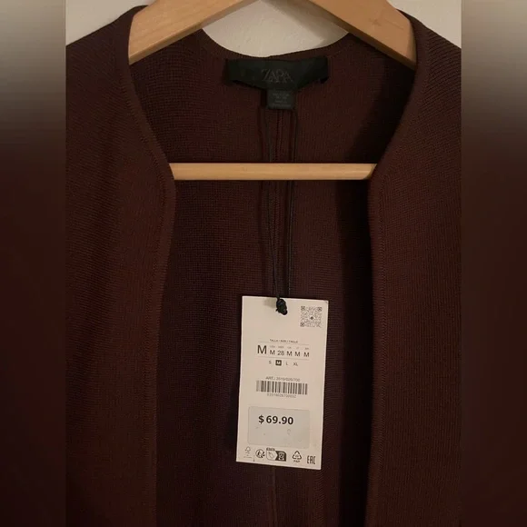 Zara Elegant Brown Knitted Women's Jacket - Picture 6 of 10